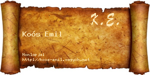 Koós Emil névjegykártya